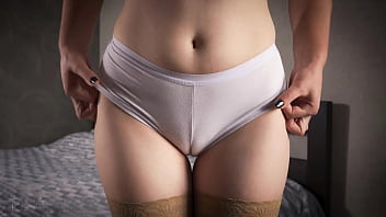 Mother In Nude Tights Teases White G-string Cameltoe And Thigh Gap Close Up