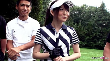 Professor and other Men converse Chinese Teenage to Blowbang at Golf Lesson